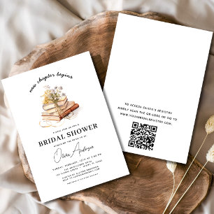 QR Code Book New Chapter Begins Bridal Shower Invitation