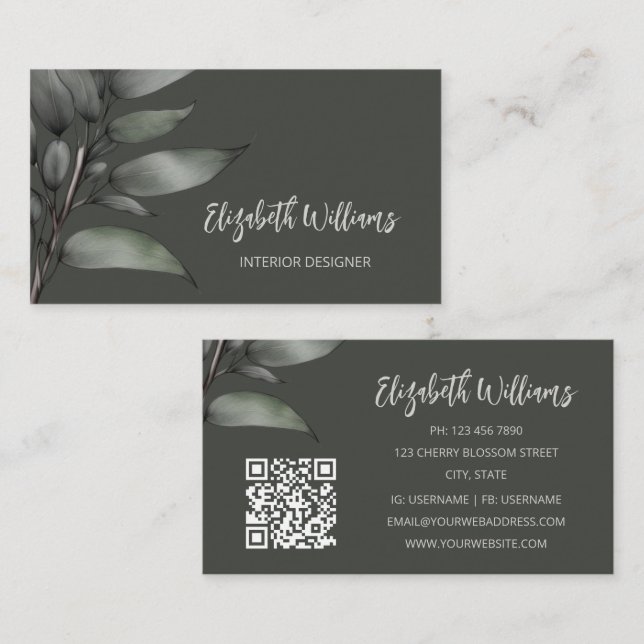QR Code | Botanical Sketch Business Card (Front/Back)
