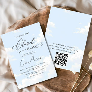 QR Code Bride Is On Cloud Nine Bridal Shower Invitation