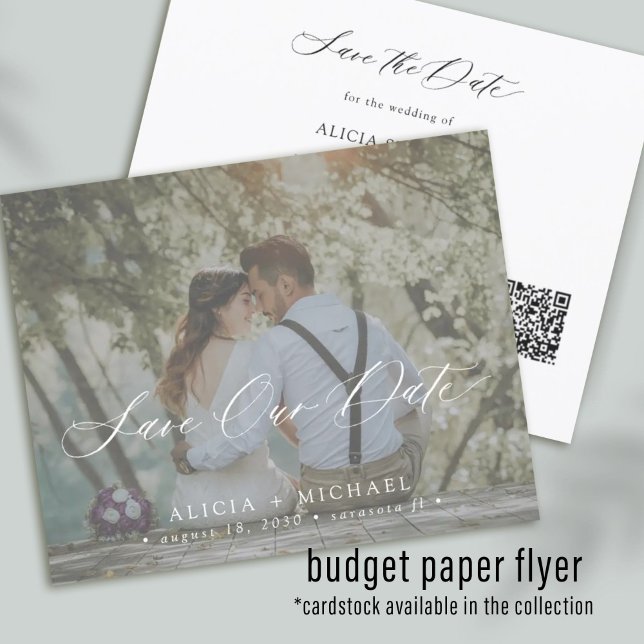 QR CODE budget elegant photo wedding save the date Flyer (Creator Uploaded)