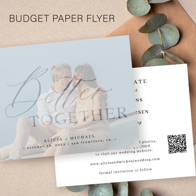 QR CODE budget modern photo wedding save the date Flyer (Creator Uploaded)