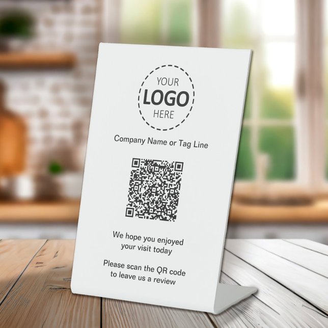 QR Code Buisness Logo, Leave A Review Pedestal Sign (Creator Uploaded)