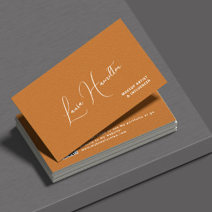 QR code burnt orange modern beauty influencer Business Card