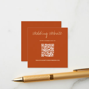 QR Code Burnt Orange Wedding Website Enclosure Card