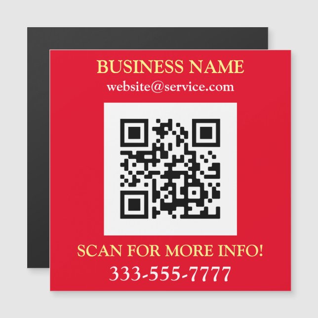 QR Code, Bus. Name Promo, Yellow White Red (Front/Back)