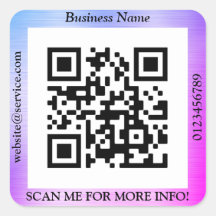 QR Code Bus. Name Website Promo, Blue & Purple