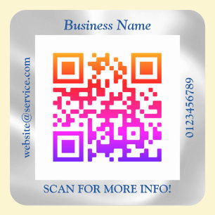 QR Code Bus. Name Website Promo, Iridescent Vs 5 Square Sticker