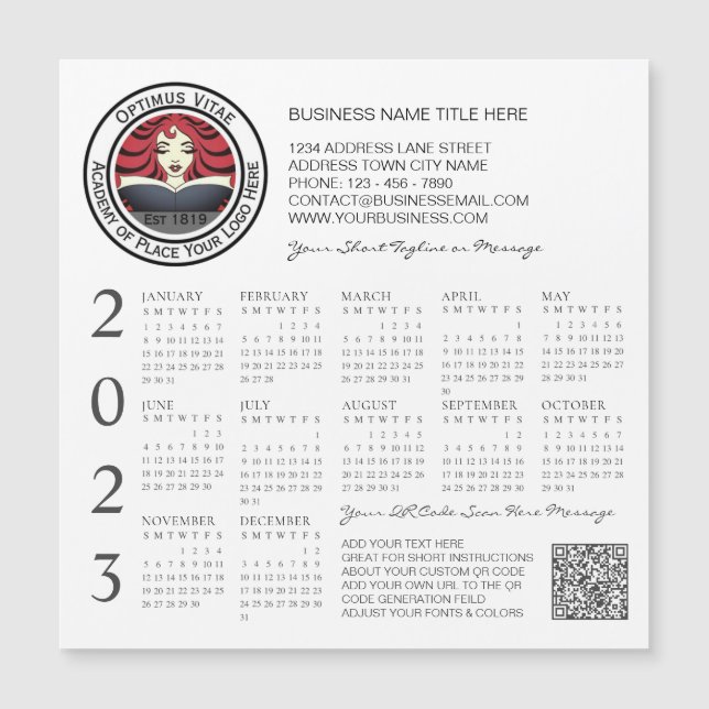 QR Code Business 2023 Calendar Logo (Front)
