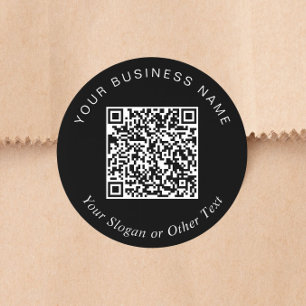 QR Code Business Black Classic Round Sticker