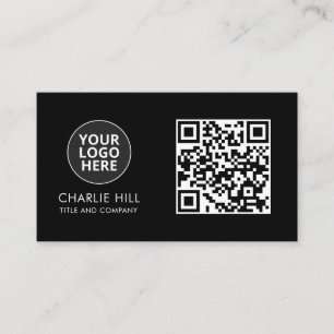 QR Code Business Card Logo Black Modern Minimalist