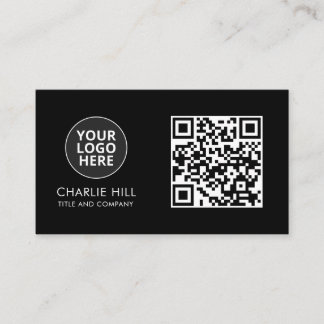 QR Code Business Card Logo Black Modern Minimalist
