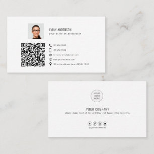 QR code Business card with photo simple corporate