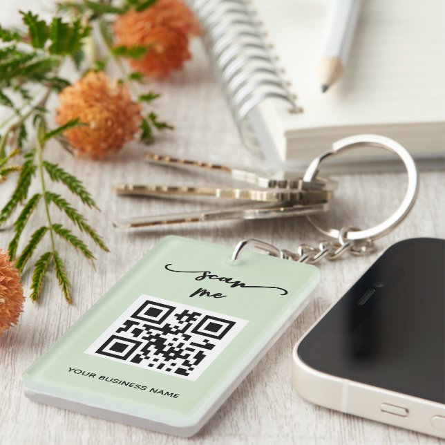 QR Code Business Card Your Logo Custom Keychain (Front Right)