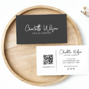 QR Code Business custom Black Modern Professional Business Card