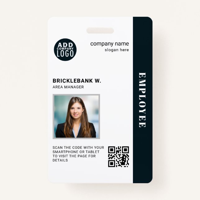 QR Code Business Employee Corporate Photo ID ID Badge (Front)
