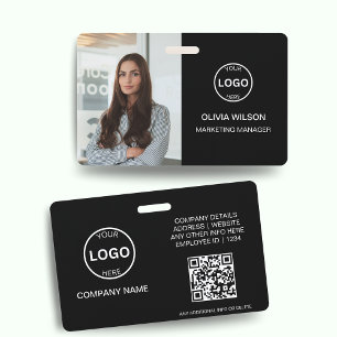 Qr Code Business ID Card Modern Photo Employee Bad ID Badge