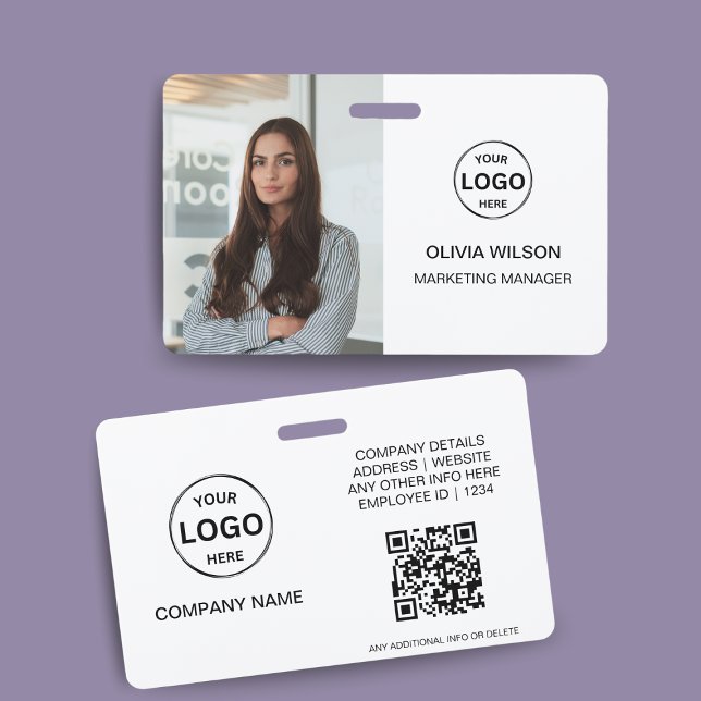 Qr Code Business ID Card Modern Photo Employee Bad ID Badge (Creator Uploaded)