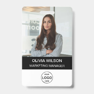 Qr Code Business ID Card Modern Photo Employee Badge