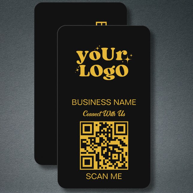 QR Code Business Logo | Black Gold Modern Business Card (Creator Uploaded)
