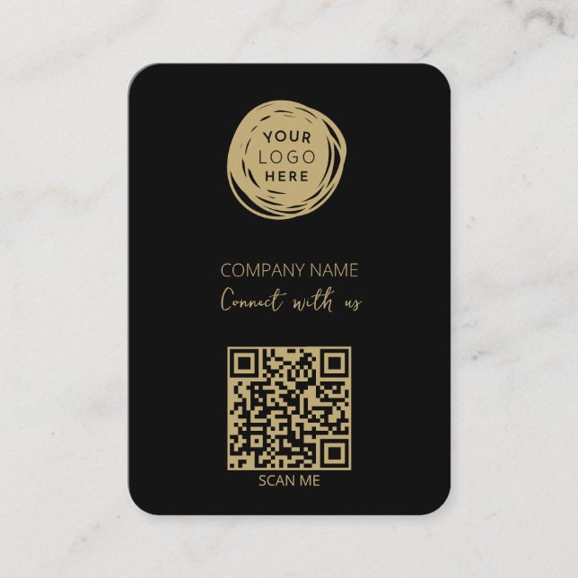 QR Code Business Logo Black Mighty Business Card (Front)