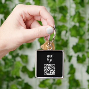 QR Code Business Logo Black Minimalist Black Key Ring