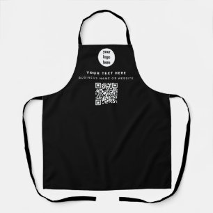 QR Code Business Logo Black Minimalist Business  Apron