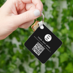 QR Code Business Logo Black Minimalist Business  Key Ring