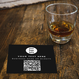 QR Code Business Logo Black Minimalist Business Square Business Card