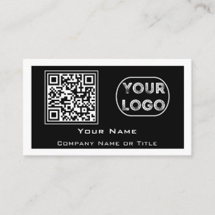 QR Code Business Logo Black Minimalist Card