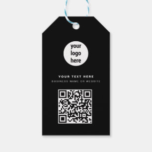 QR Code Business Logo Black Minimalist Corporate Gift Tags