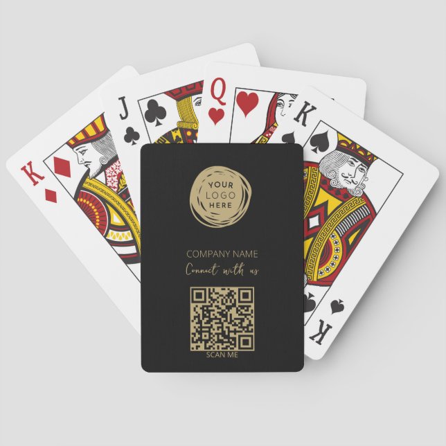 QR Code Business Logo Black Modern Playing Cards (Back)
