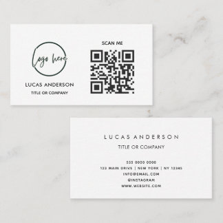 QR Code Business Logo | Black Modern Professional  Business Card