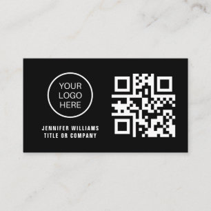 QR Code Business Logo Black Modern Professional Business Card