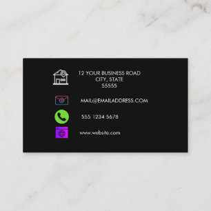 QR Code Business Logo Black Modern Professional Business Card