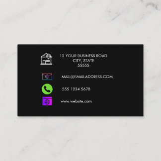 QR Code Business Logo | Black Modern Professional Business Card