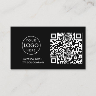 QR Code Business Logo | Black Modern Professional Business Card