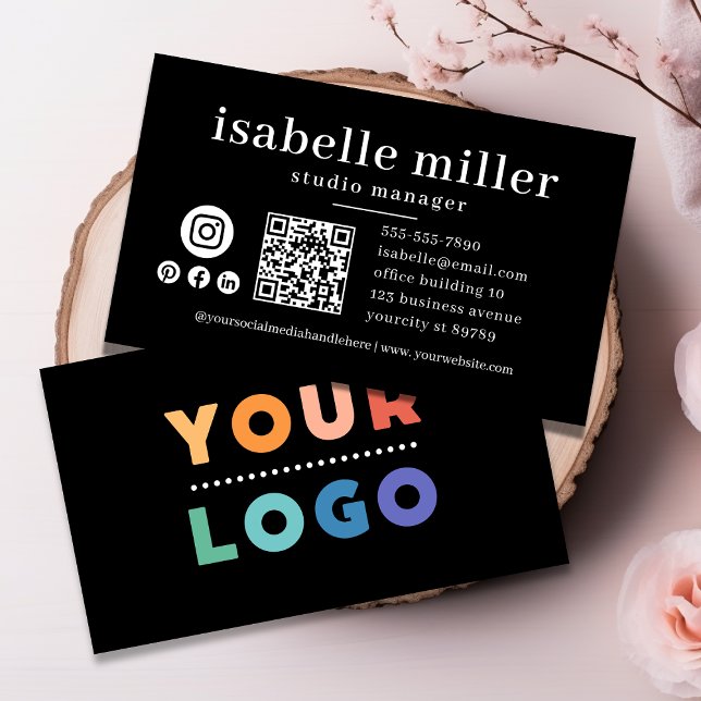 QR Code Business Logo Black Modern Professional Business Card (QR Code Business Logo Black Modern Professional Business Card)