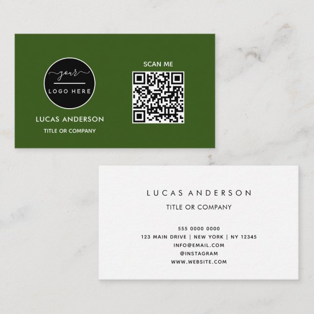 QR Code Business Logo | Black Modern Professional  Business Card (Front/Back)