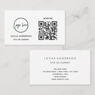 QR Code Business Logo Black Modern Professional Card
