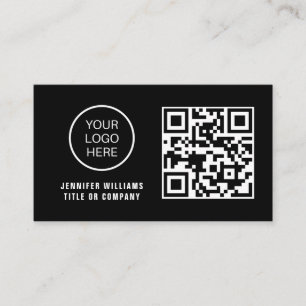 QR Code Business Logo Black Modern Professional Card