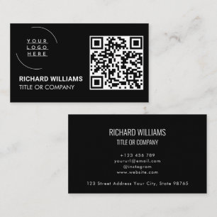 QR Code Business Logo   Black Modern Professional  Card