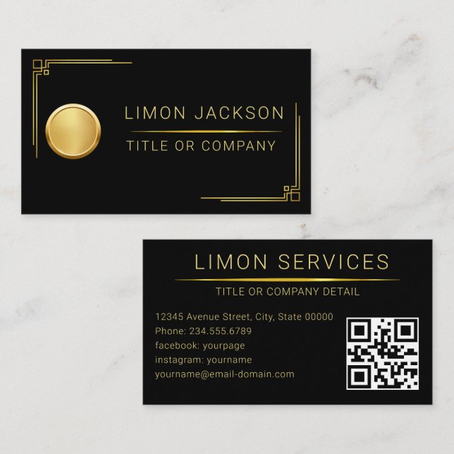QR Code Business Logo Black Modern Professional  Card (Front/Back)
