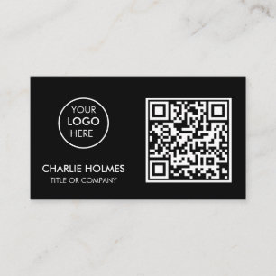 QR Code Business Logo Black Modern Professional Card