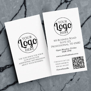 QR Code Business Logo Black White Professional Card