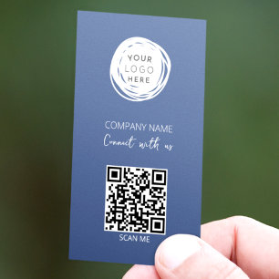 QR Code Business Logo Blue Modern Card