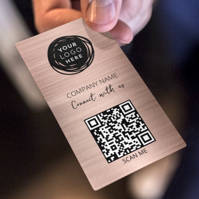 QR Code Business Logo Blush Pink Card (Creator Uploaded)