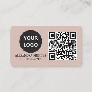 QR Code Business Logo, Boho Beige Professional Card