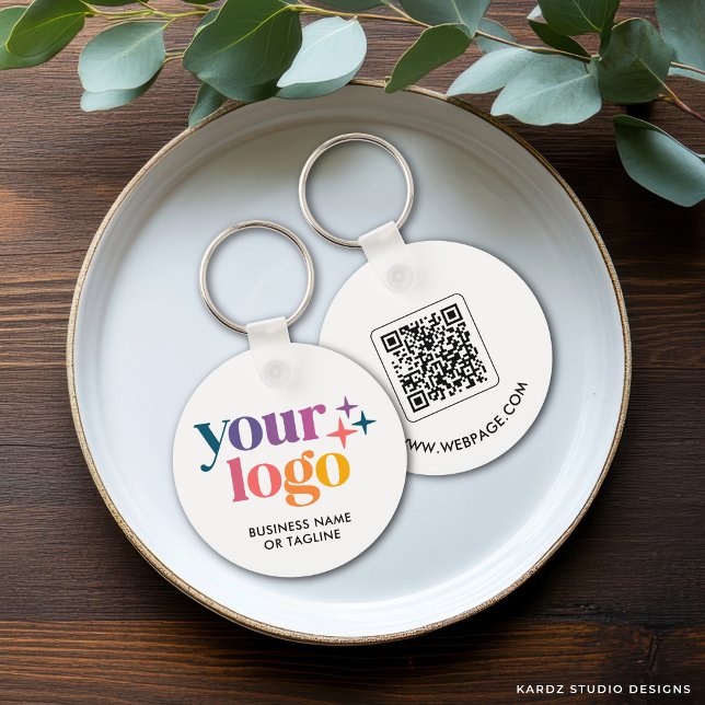 QR Code Business Logo Branded Key Ring (Creator Uploaded)