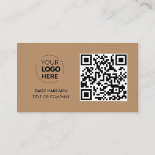 QR Code Business Logo Brown Modern Professional Card