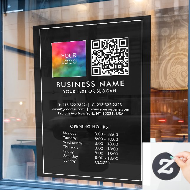 QR Code Business Logo Custom Large Opening Hours (Cafe Window)